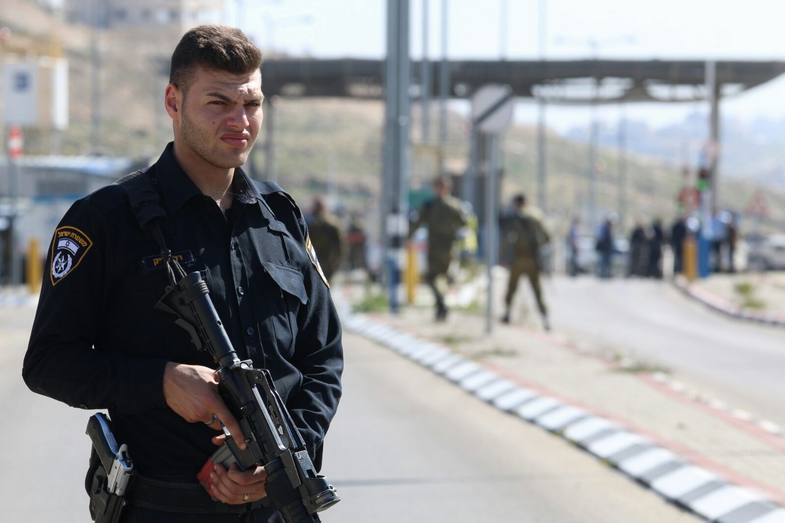 כוחות בזירת הפיגוע במחסום מזמוריה (הלל מאיר TPS)