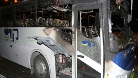 האוטובוס שנשרף השבוע בכביש 443 (הלל מאיר, סוכנות תצפית)