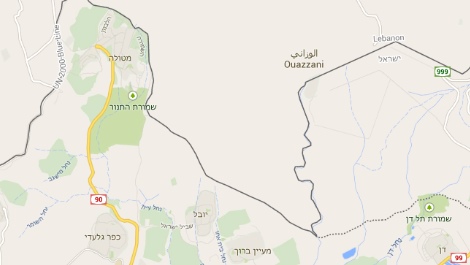 איזור האירוע בגבול עם לבנון (צילום מסך, מפות גוגל)