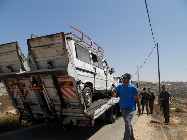 הרכב שהחרימו פקחי המנהל האזרחי בשומרון היום