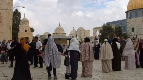 ערביות מעוררות פרובוקציה בהר הבית (ארכיון)