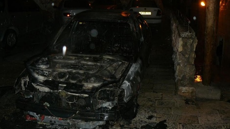 מה שנשאר מהרכב אחרי התפרעויות הערבים בסילוואן, הלילה (כבו"ה י-ם)