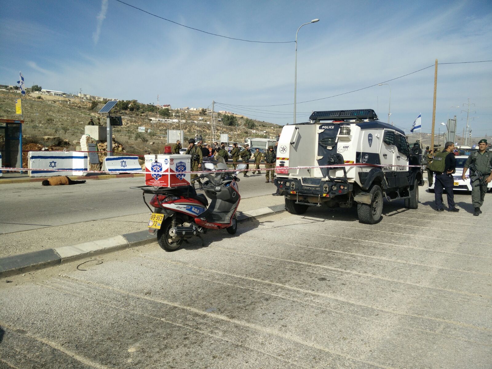 זירת נסיון הפיגוע הבוקר (דוברות איחוד הצלה שומרון)